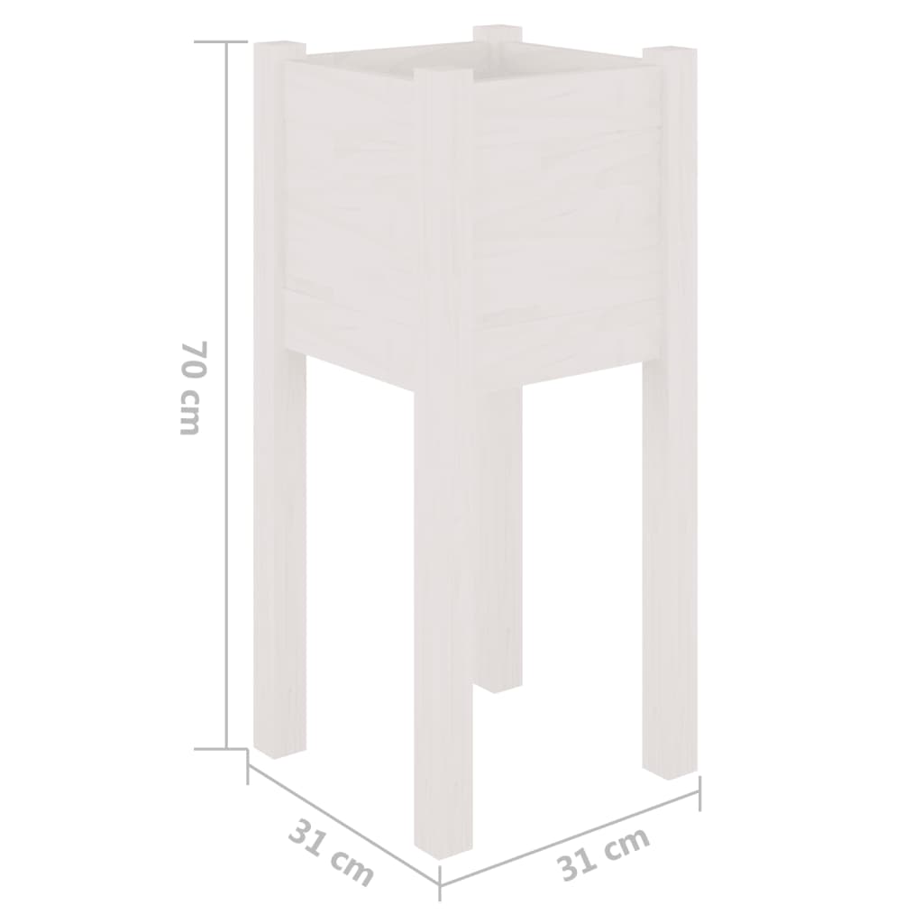 vidaXL Jardinieră de grădină, alb, 31x31x70 cm, lemn masiv de pin vidaXL Jardinieră de grădină, alb, 31x31x70 cm, lemn masiv de pin