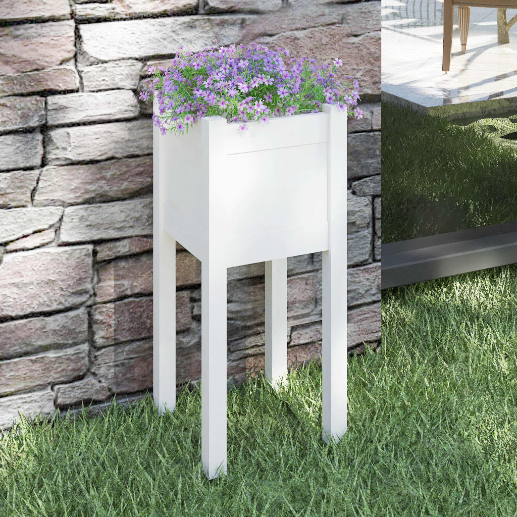 vidaXL Jardinieră de grădină, alb, 31x31x70 cm, lemn masiv de pin vidaXL Jardinieră de grădină, alb, 31x31x70 cm, lemn masiv de pin