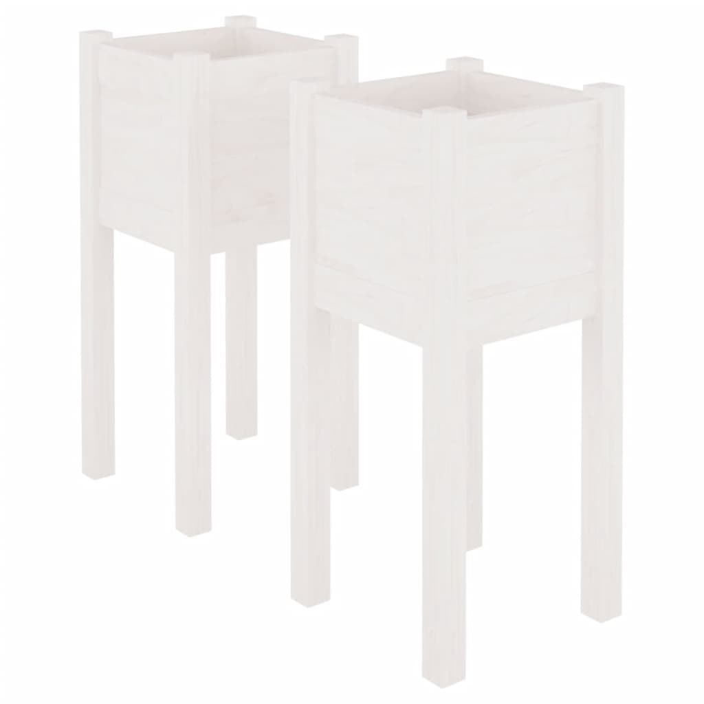 vidaXL Jardiniere de grădină, 2 buc., alb, 31x31x70 cm, lemn masiv pin vidaXL Jardiniere de grădină, 2 buc., alb, 31x31x70 cm, lemn masiv pin