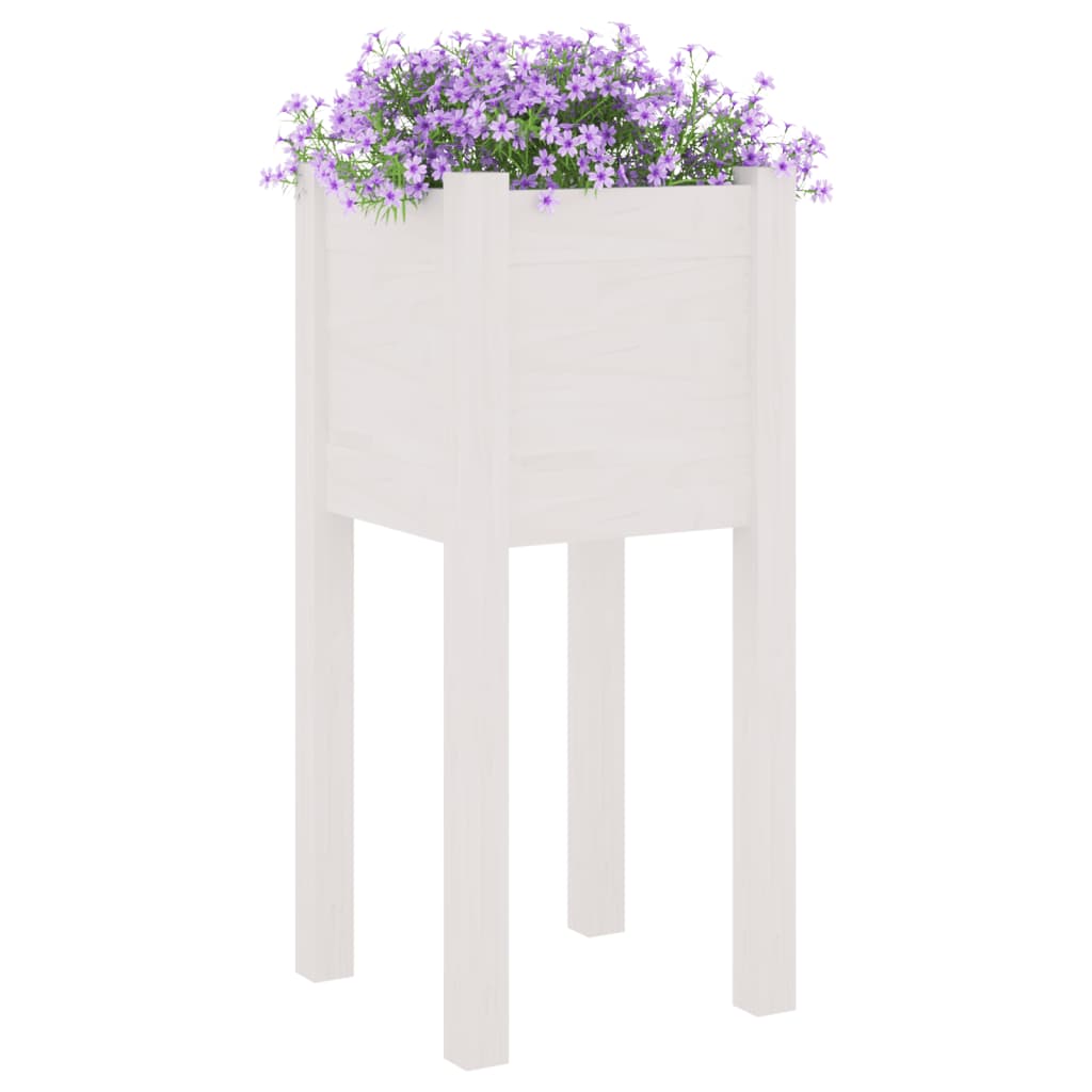 vidaXL Jardiniere de grădină, 2 buc., alb, 31x31x70 cm, lemn masiv pin vidaXL Jardiniere de grădină, 2 buc., alb, 31x31x70 cm, lemn masiv pin
