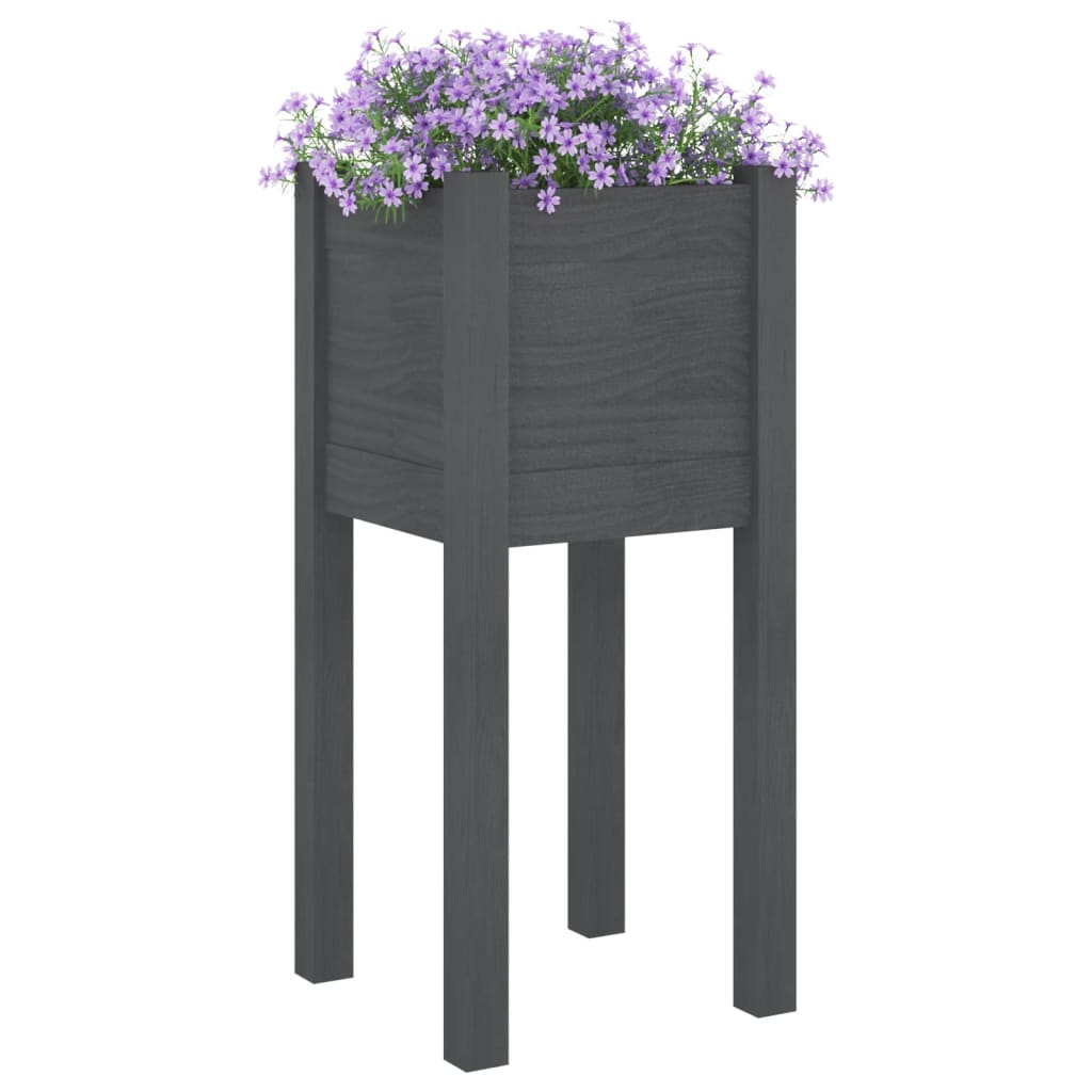 vidaXL Jardinieră de grădină, gri, 31x31x70 cm, lemn masiv de pin vidaXL Jardinieră de grădină, gri, 31x31x70 cm, lemn masiv de pin