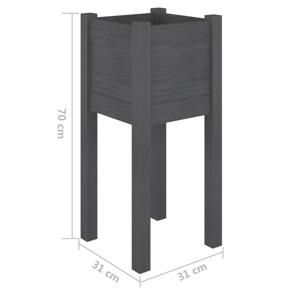 vidaXL Jardinieră de grădină, gri, 31x31x70 cm, lemn masiv de pin vidaXL Jardinieră de grădină, gri, 31x31x70 cm, lemn masiv de pin