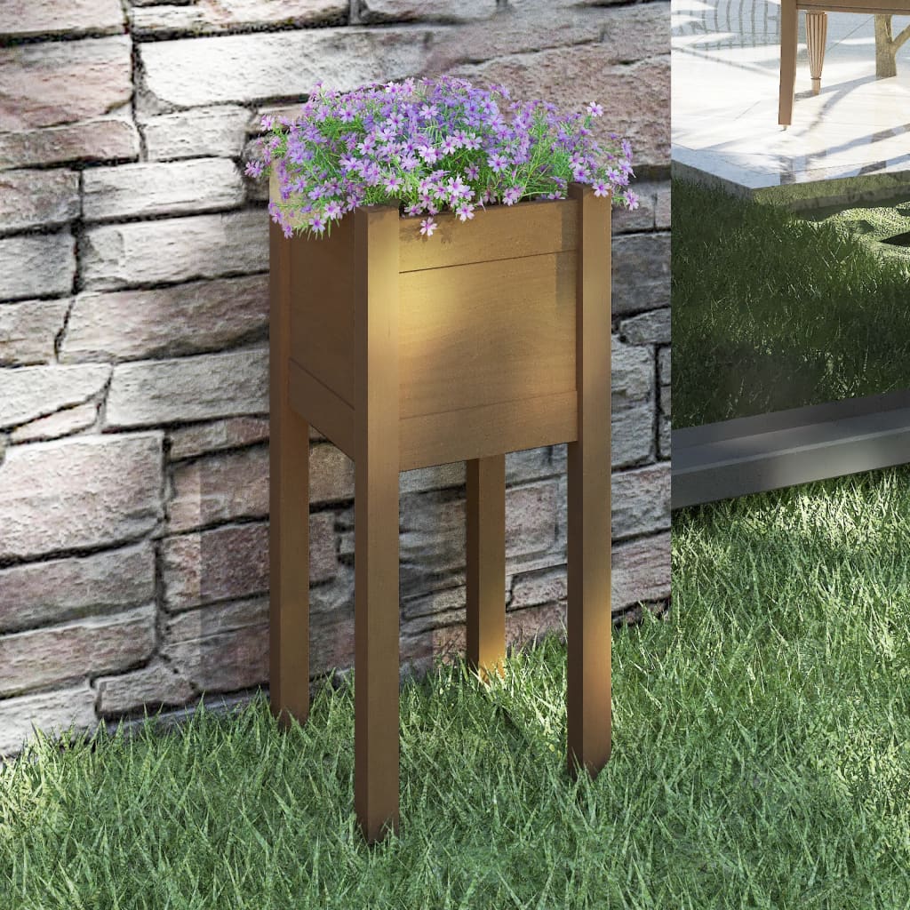 vidaXL Jardinieră de grădină, maro miere, 31x31x70 cm, lemn masiv pin vidaXL Jardinieră de grădină, maro miere, 31x31x70 cm, lemn masiv pin