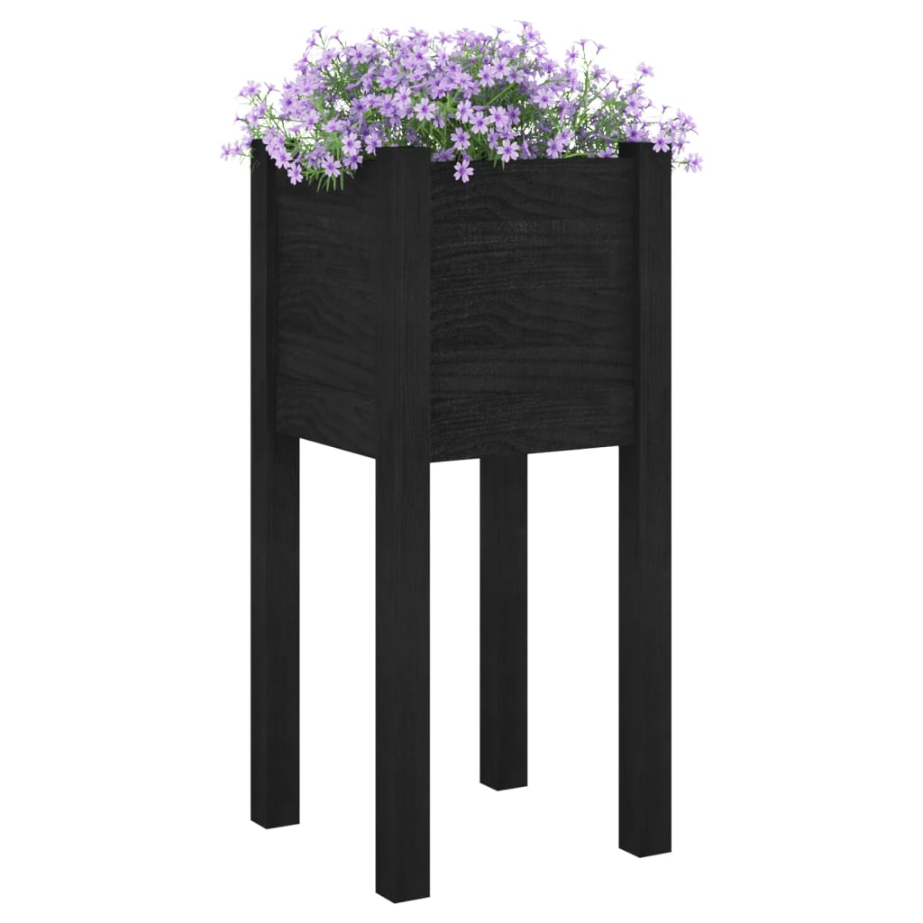 vidaXL Jardiniere de grădină 2 buc. negru 31x31x70 cm lemn masiv pin vidaXL Jardiniere de grădină 2 buc. negru 31x31x70 cm lemn masiv pin