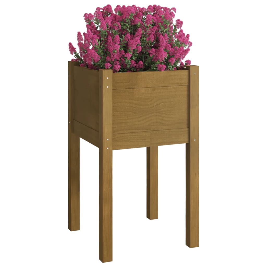 vidaXL Jardiniere grădină 2 buc. maro miere 40x40x70 cm lemn masiv pin