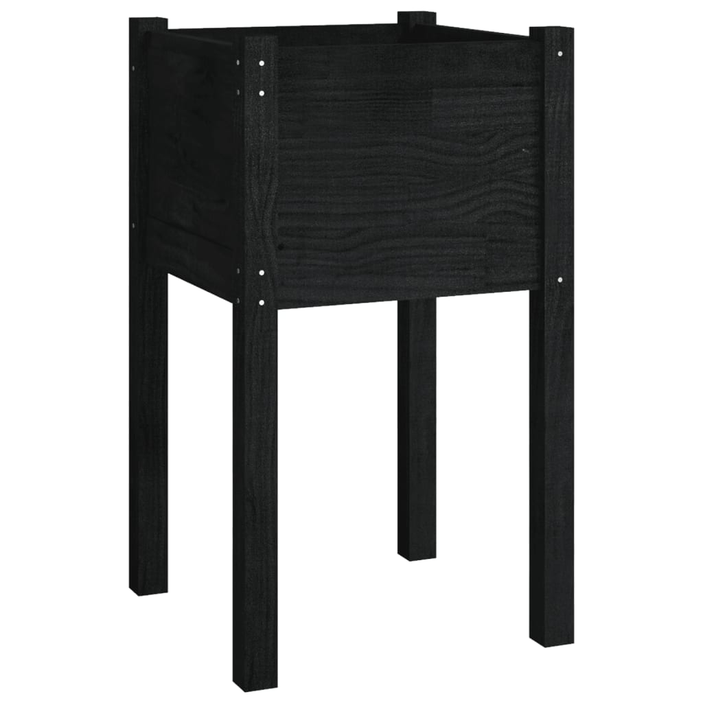 vidaXL Jardiniere grădină, 2 buc, negru, 40x40x70 cm, lemn masiv pin