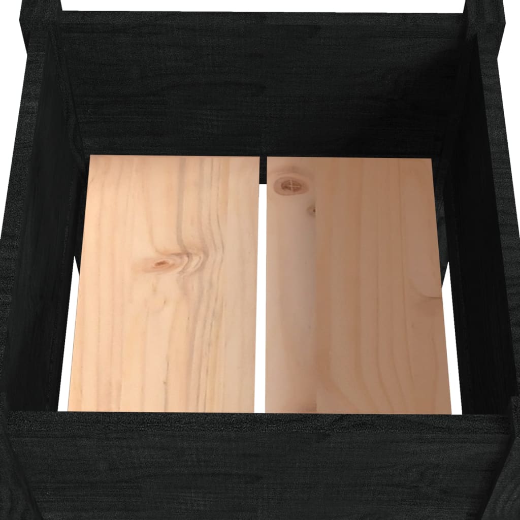 vidaXL Jardiniere grădină, 2 buc, negru, 40x40x70 cm, lemn masiv pin