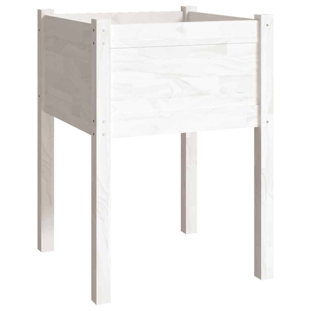 vidaXL Jardiniere de grădină, 2 buc., alb, 50x50x70 cm, lemn masiv pin