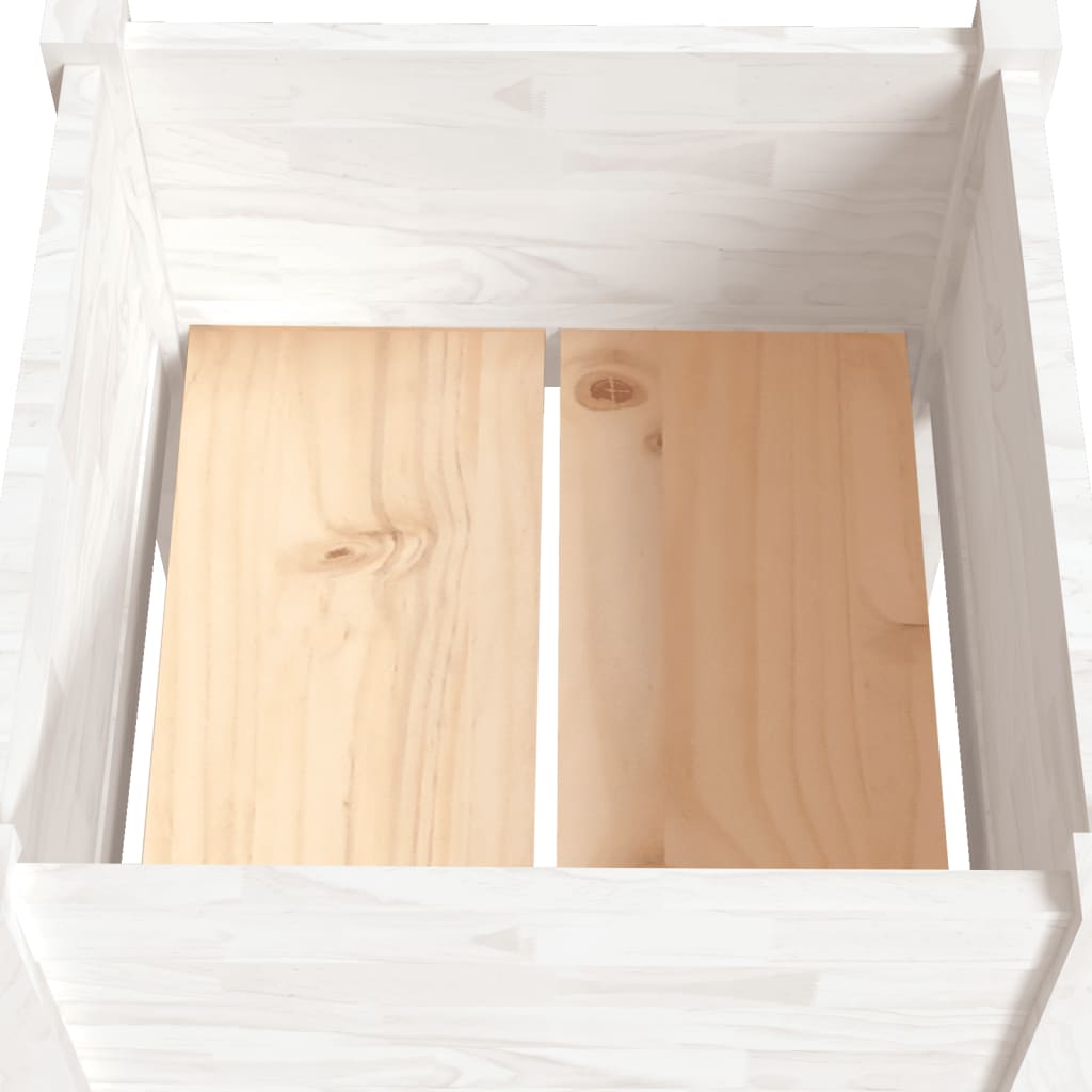 vidaXL Jardiniere de grădină, 2 buc., alb, 50x50x70 cm, lemn masiv pin