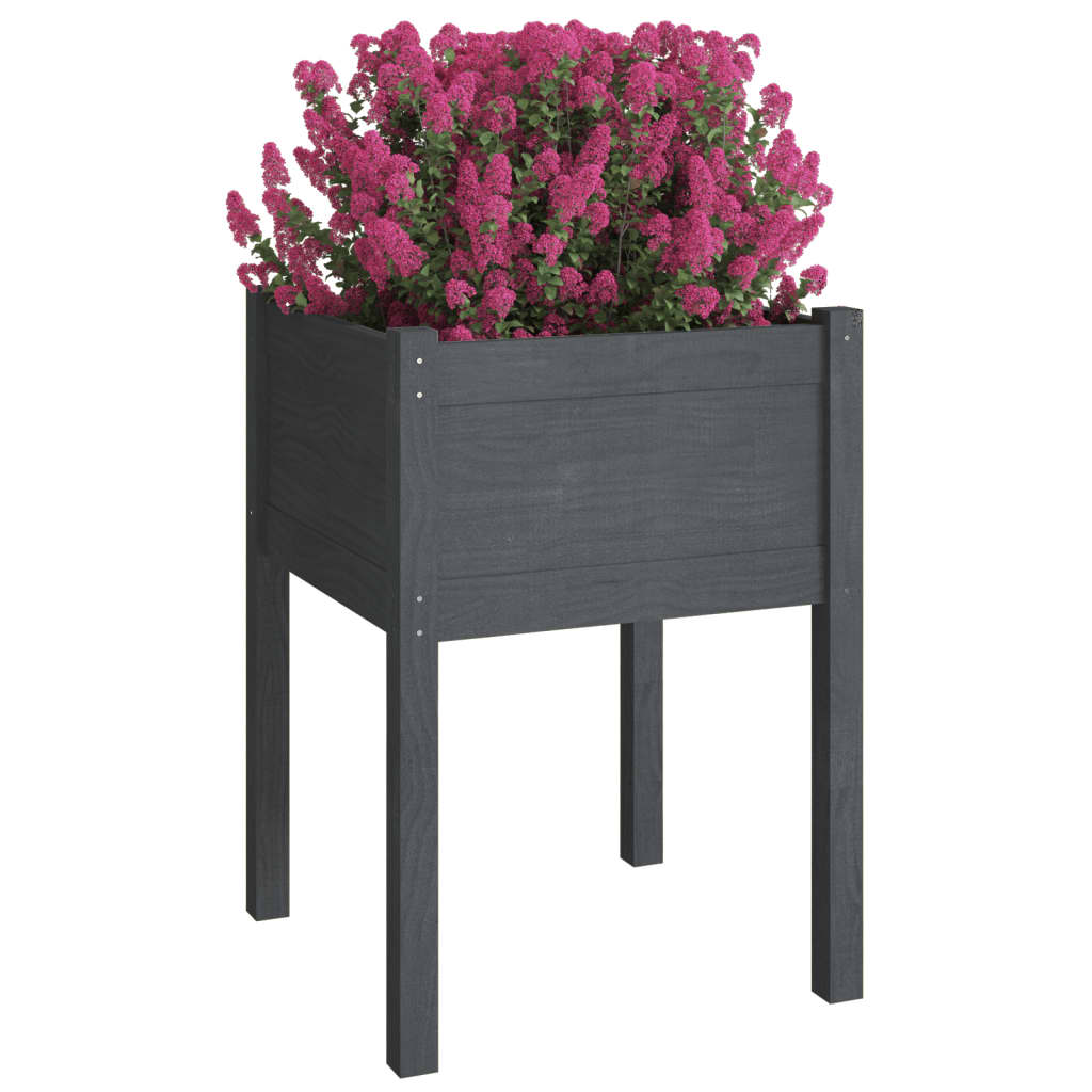 vidaXL Jardinieră de grădină, gri, 50x50x70 cm, lemn masiv de pin