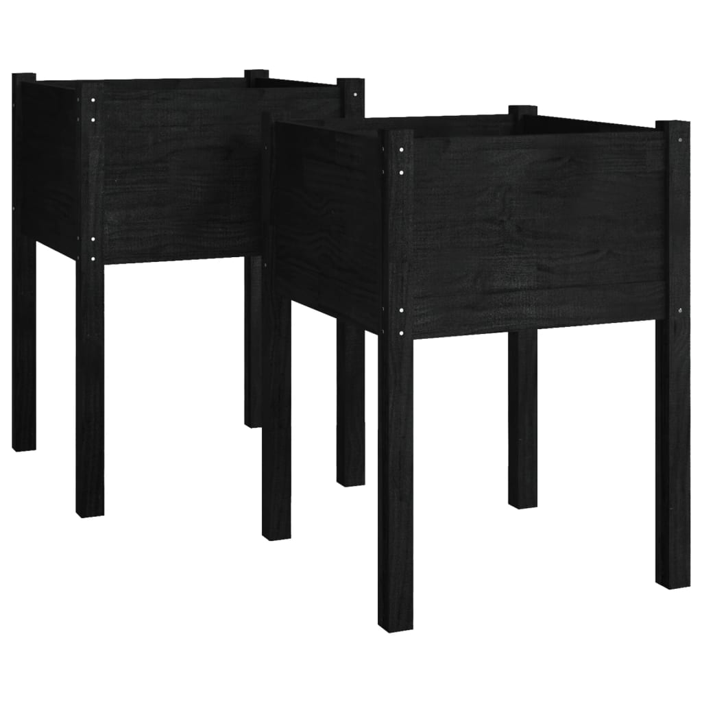 vidaXL Jardiniere de grădină, 2 buc., negru, 50x50x70cm lemn masiv pin vidaXL Jardiniere de grădină, 2 buc., negru, 50x50x70cm lemn masiv pin