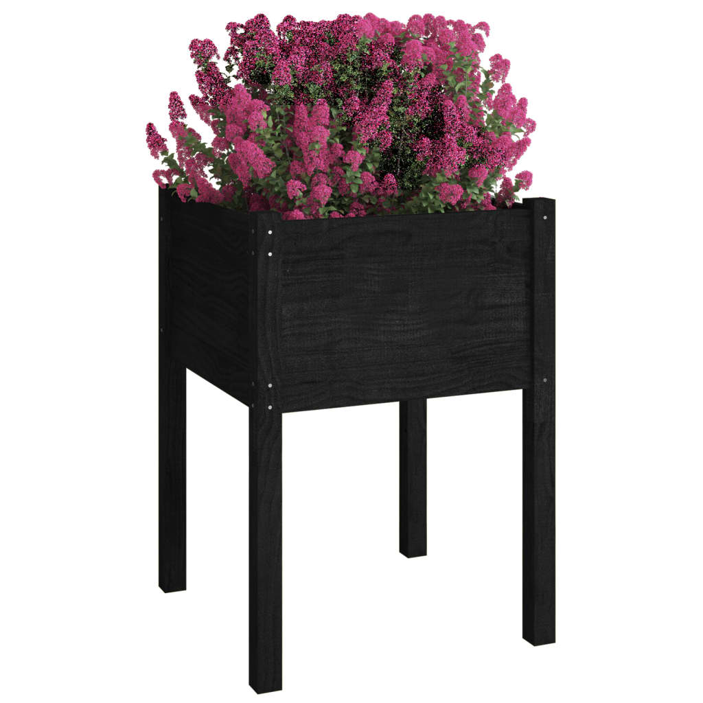 vidaXL Jardiniere de grădină, 2 buc., negru, 50x50x70cm lemn masiv pin vidaXL Jardiniere de grădină, 2 buc., negru, 50x50x70cm lemn masiv pin