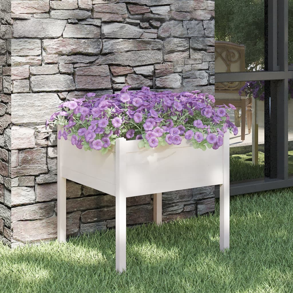 vidaXL Jardinieră de grădină, alb, 70x70x70 cm, lemn masiv de pin vidaXL Jardinieră de grădină, alb, 70x70x70 cm, lemn masiv de pin