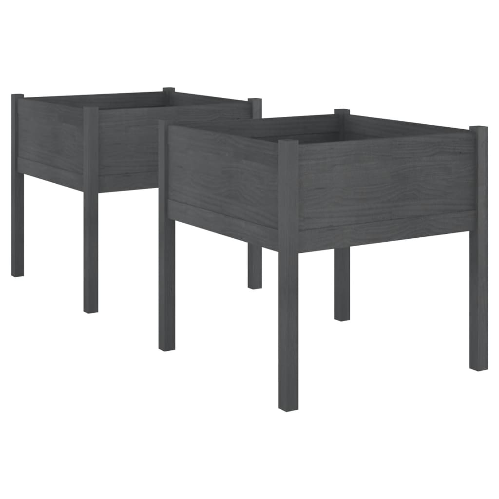 vidaXL Jardiniere de grădină, 2 buc., gri, 70x70x70 cm, lemn masiv pin vidaXL Jardiniere de grădină, 2 buc., gri, 70x70x70 cm, lemn masiv pin
