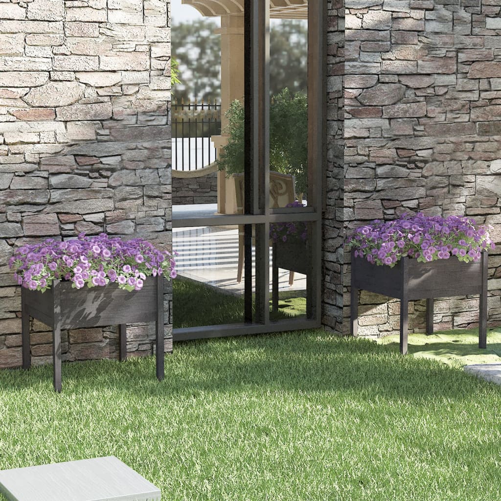 vidaXL Jardiniere de grădină, 2 buc., gri, 70x70x70 cm, lemn masiv pin vidaXL Jardiniere de grădină, 2 buc., gri, 70x70x70 cm, lemn masiv pin