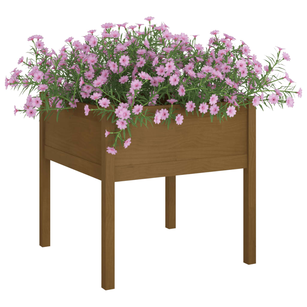 vidaXL Jardinieră de grădină, maro miere, 70x70x70 cm, lemn masiv pin vidaXL Jardinieră de grădină, maro miere, 70x70x70 cm, lemn masiv pin