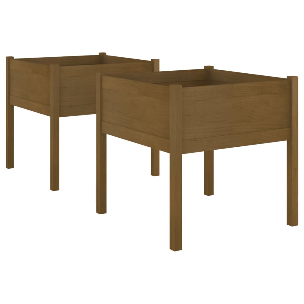 vidaXL Jardiniere grădină 2 buc. maro miere 70x70x70 cm lemn masiv pin