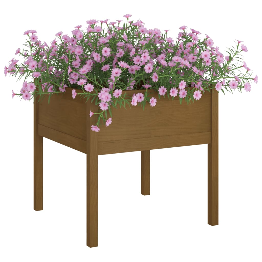 vidaXL Jardiniere grădină 2 buc. maro miere 70x70x70 cm lemn masiv pin