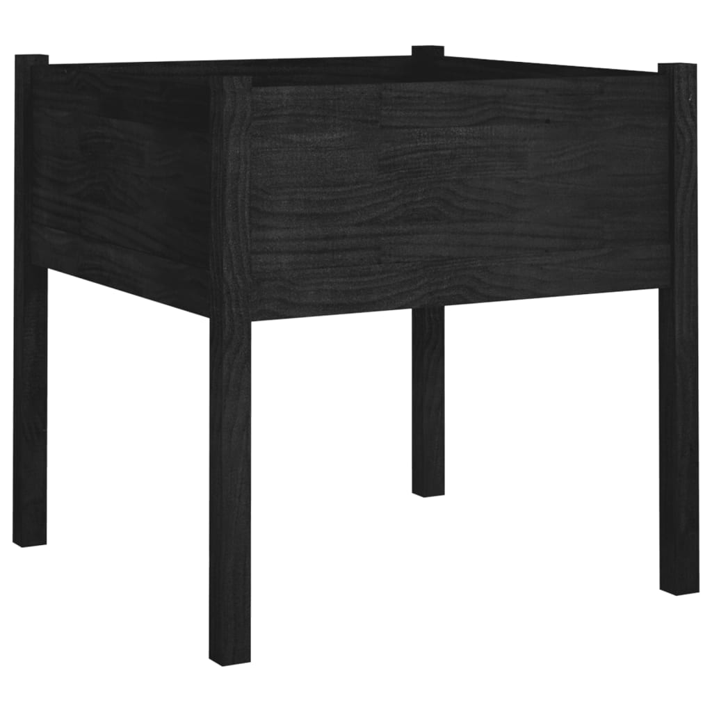 vidaXL Jardiniere grădină, 2 buc., negru, 70x70x70 cm, lemn masiv pin