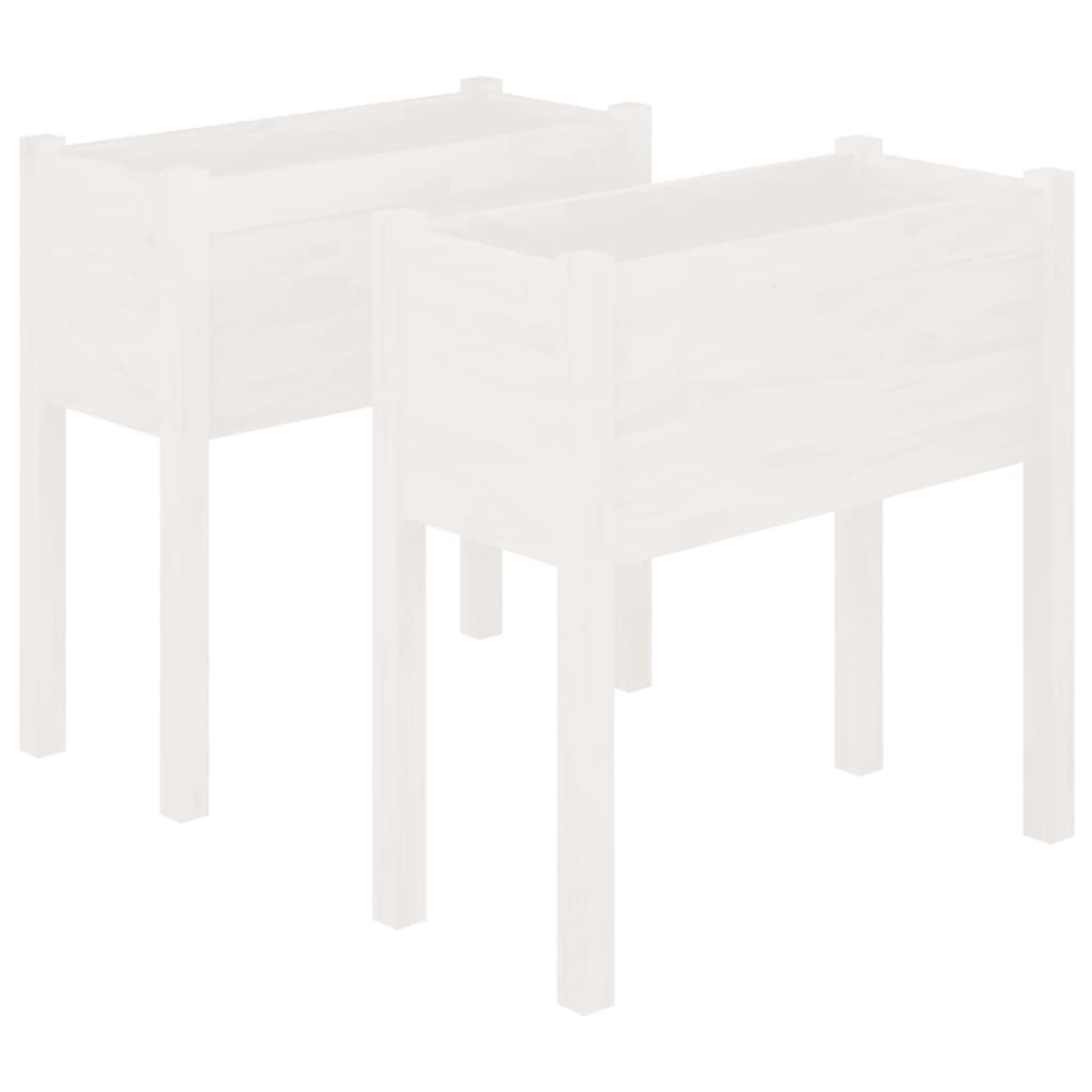 vidaXL Jardiniere de grădină, 2 buc., alb, 70x31x70 cm, lemn masiv pin