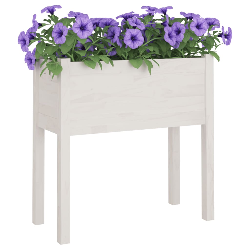 vidaXL Jardiniere de grădină, 2 buc., alb, 70x31x70 cm, lemn masiv pin