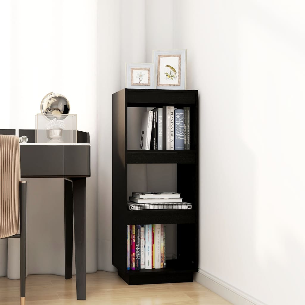 vidaXL Bibliotecă/Separator cameră negru 40x35x103 cm lemn masiv pin