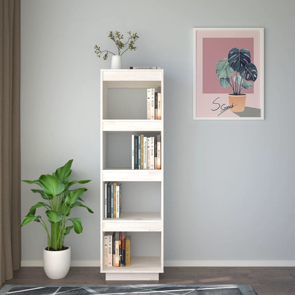 vidaXL Bibliotecă/Separator cameră, alb, 40x35x135 cm, lemn masiv pin vidaXL Bibliotecă/Separator cameră, alb, 40x35x135 cm, lemn masiv pin