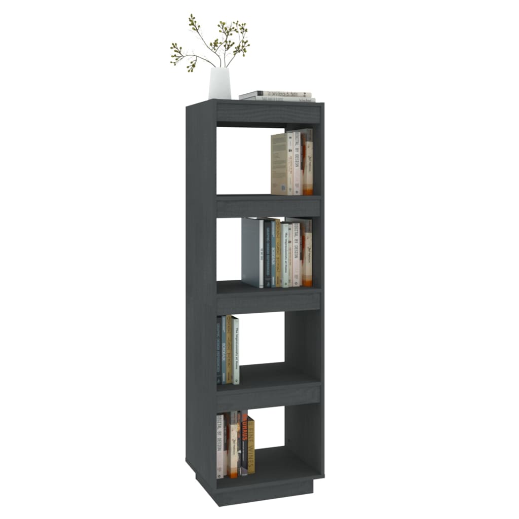vidaXL Bibliotecă/Separator cameră, gri, 40x35x135 cm, lemn masiv pin vidaXL Bibliotecă/Separator cameră, gri, 40x35x135 cm, lemn masiv pin