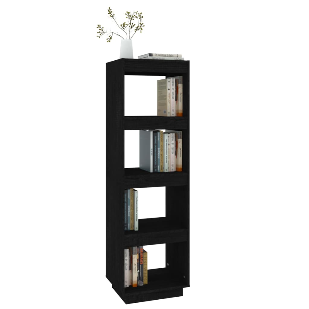 vidaXL Bibliotecă/Separator cameră negru 40x35x135 cm lemn masiv pin