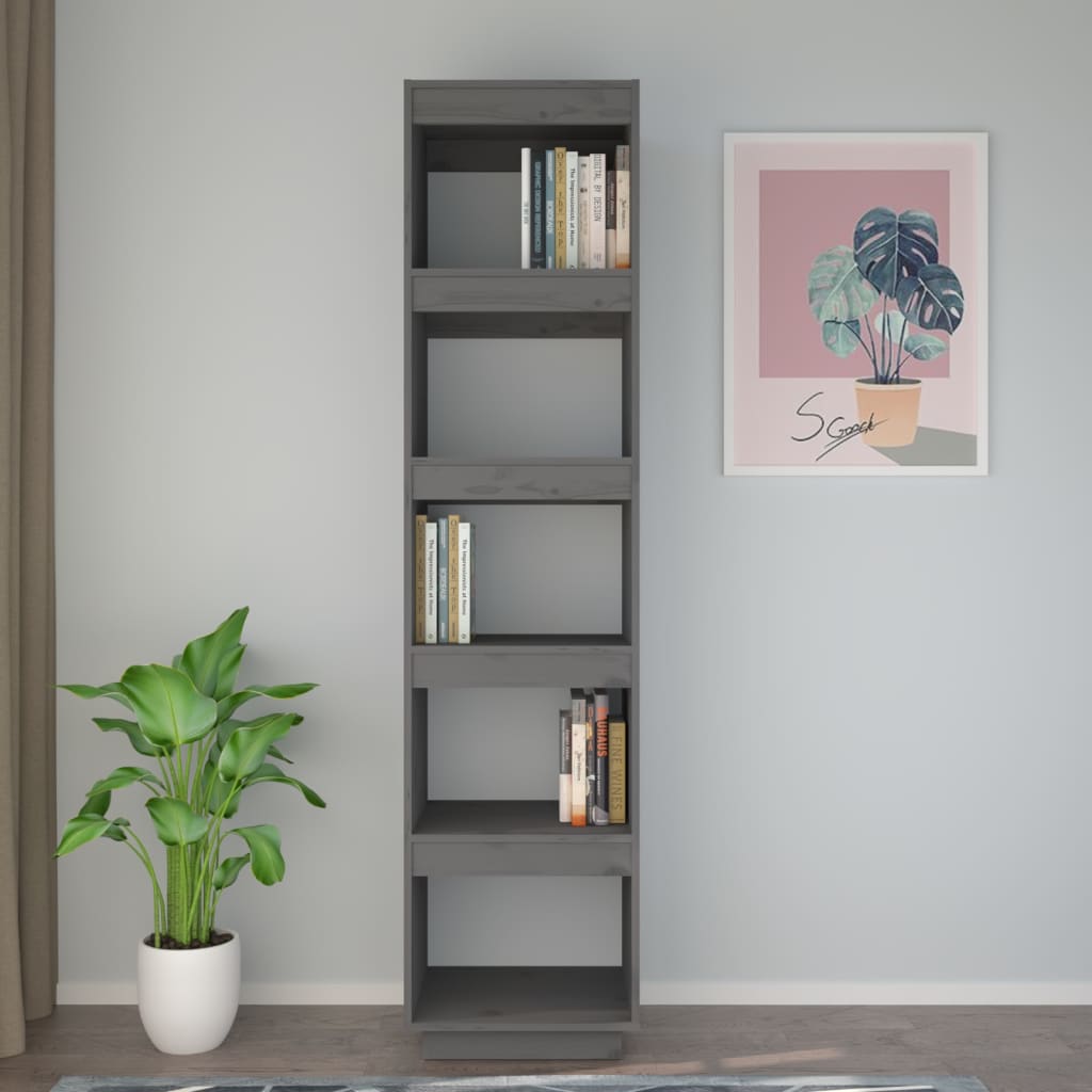 vidaXL Bibliotecă/Separator cameră gri 40x35x167 cm lemn masiv de pin vidaXL Bibliotecă/Separator cameră gri 40x35x167 cm lemn masiv de pin