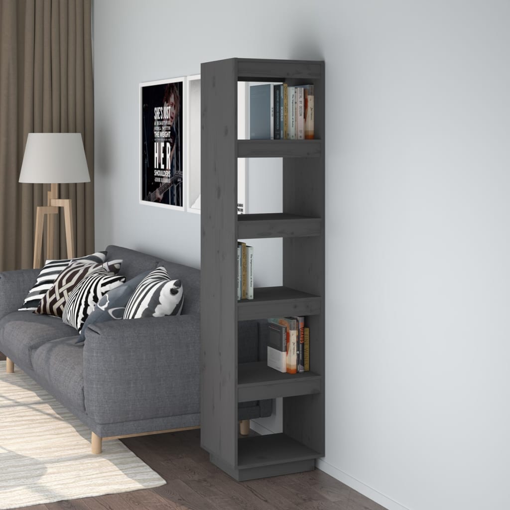 vidaXL Bibliotecă/Separator cameră gri 40x35x167 cm lemn masiv de pin vidaXL Bibliotecă/Separator cameră gri 40x35x167 cm lemn masiv de pin