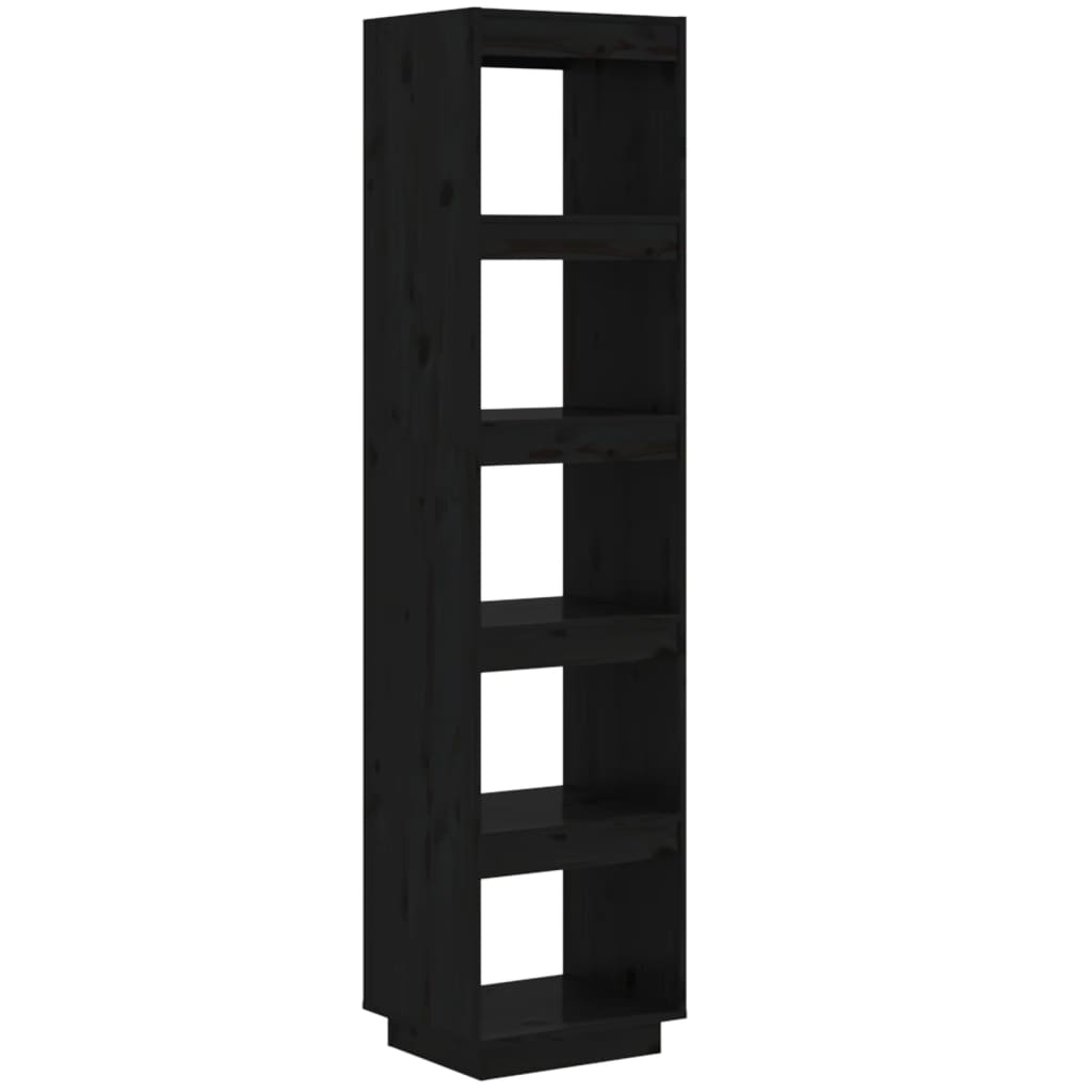 vidaXL Bibliotecă/Separator cameră negru 40x35x167 cm lemn masiv pin