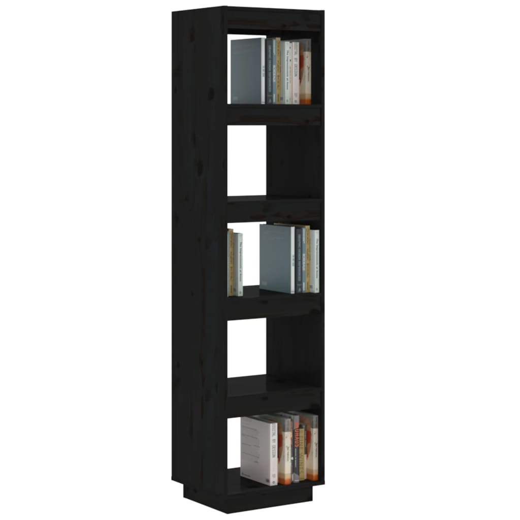 vidaXL Bibliotecă/Separator cameră negru 40x35x167 cm lemn masiv pin