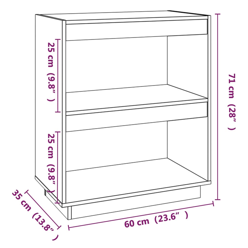 vidaXL Bibliotecă, 60x35x71 cm, lemn masiv de pin vidaXL Bibliotecă, 60x35x71 cm, lemn masiv de pin