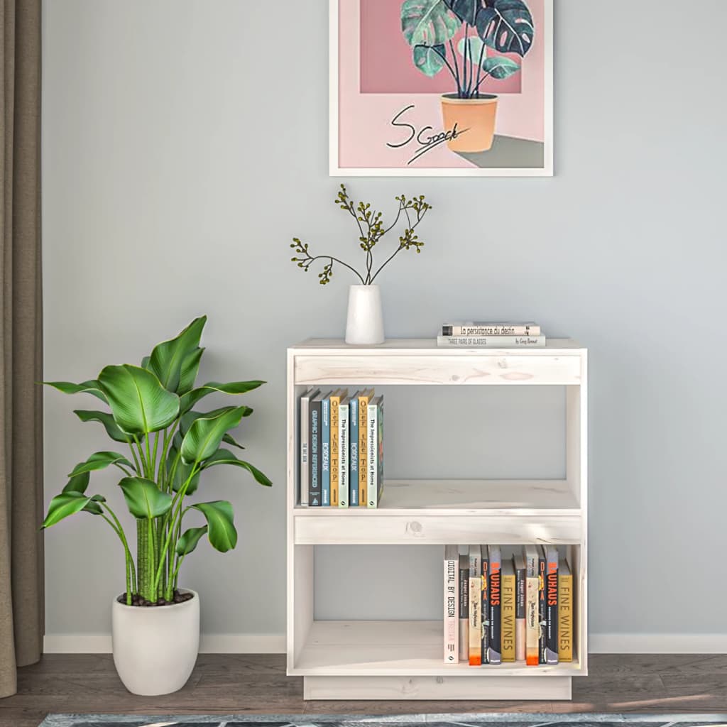 vidaXL Bibliotecă, alb, 60x35x71 cm, lemn masiv de pin vidaXL Bibliotecă, alb, 60x35x71 cm, lemn masiv de pin