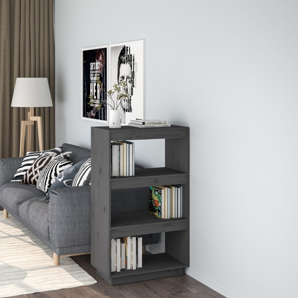 vidaXL Bibliotecă/Separator cameră, gri, 60x35x103 cm, lemn masiv pin vidaXL Bibliotecă/Separator cameră, gri, 60x35x103 cm, lemn masiv pin