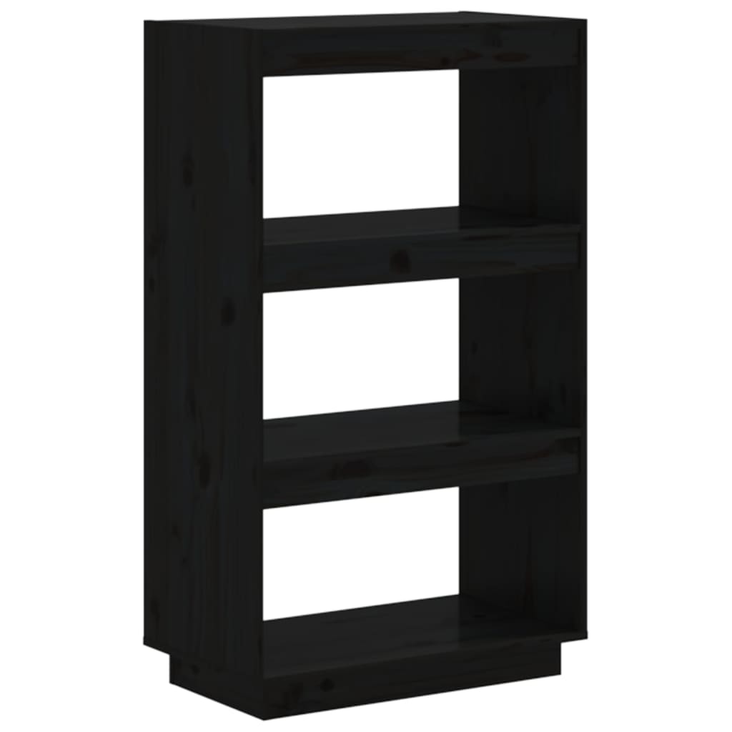 vidaXL Bibliotecă/Separator cameră negru 60x35x103 cm lemn masiv pin