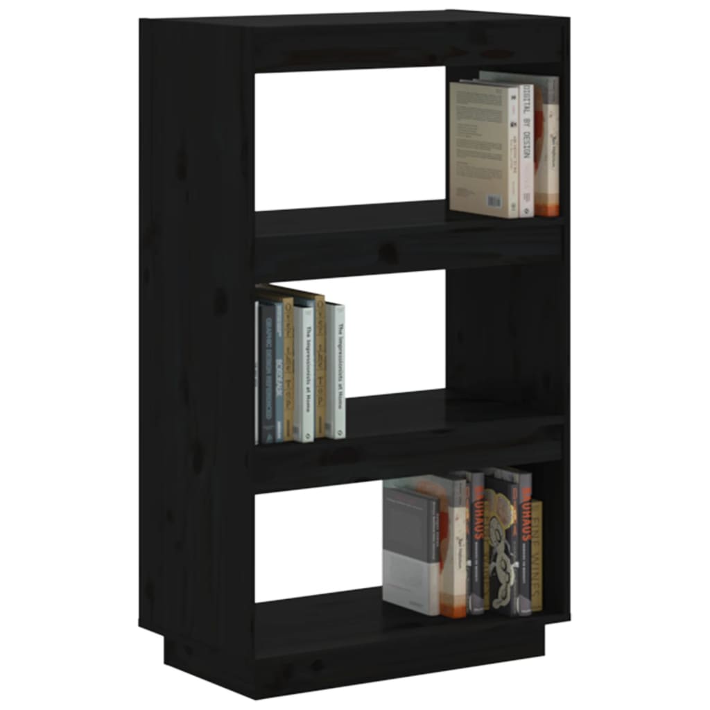 vidaXL Bibliotecă/Separator cameră negru 60x35x103 cm lemn masiv pin