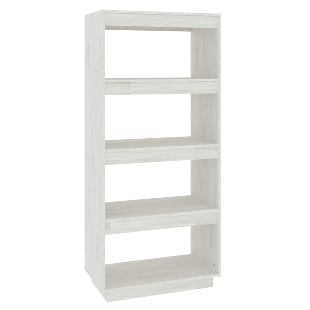 vidaXL Bibliotecă/Separator cameră, alb, 60x35x135 cm, lemn masiv pin