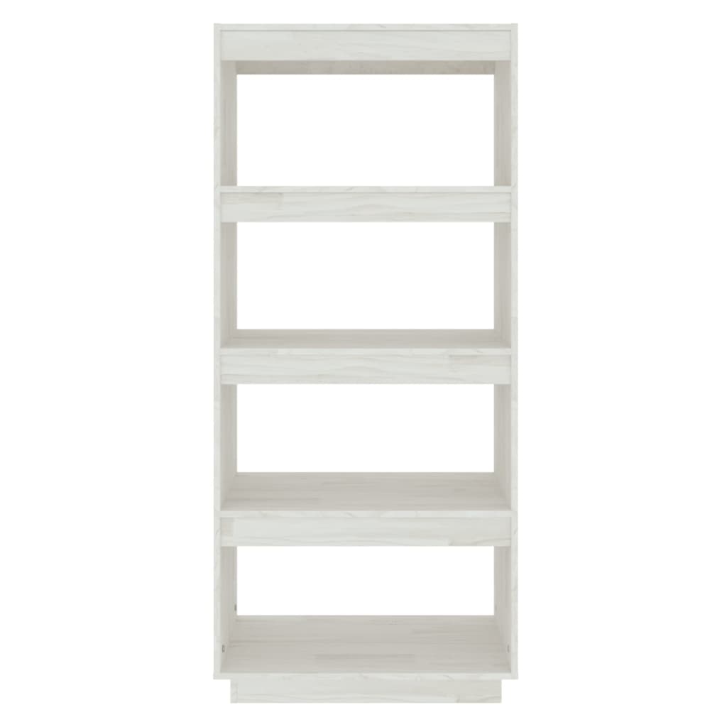 vidaXL Bibliotecă/Separator cameră, alb, 60x35x135 cm, lemn masiv pin
