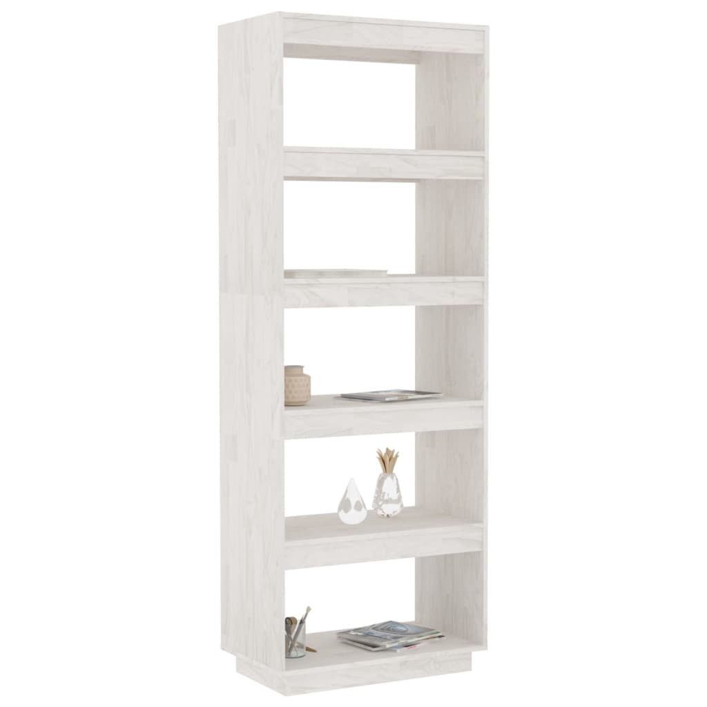 vidaXL Bibliotecă/Separator cameră, alb, 60x35x167 cm, lemn masiv pin