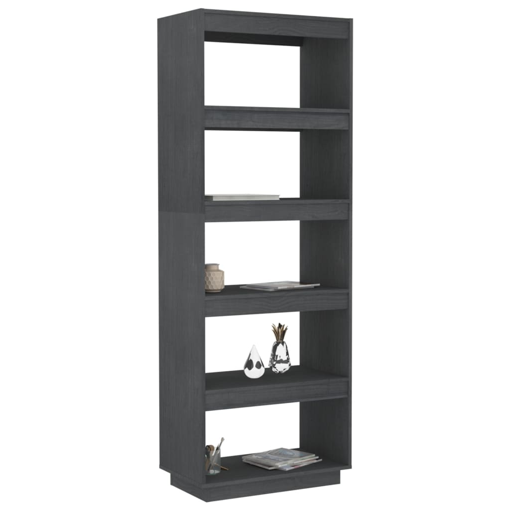 vidaXL Bibliotecă/Separator cameră, gri, 60x35x167 cm, lemn masiv pin vidaXL Bibliotecă/Separator cameră, gri, 60x35x167 cm, lemn masiv pin