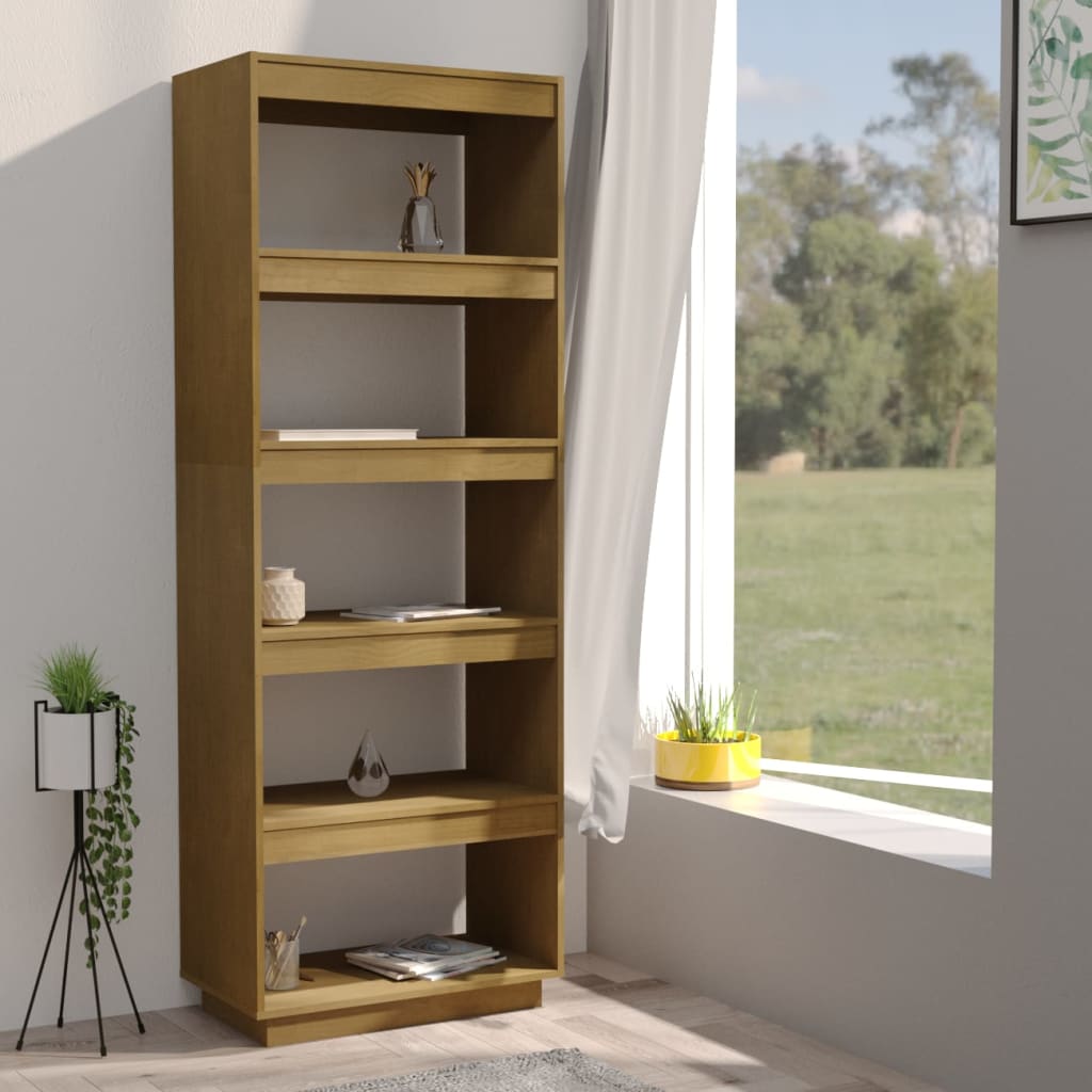 vidaXL Bibliotecă/Separator cameră, maro miere, 60x35x167 cm, lemn pin vidaXL Bibliotecă/Separator cameră, maro miere, 60x35x167 cm, lemn pin