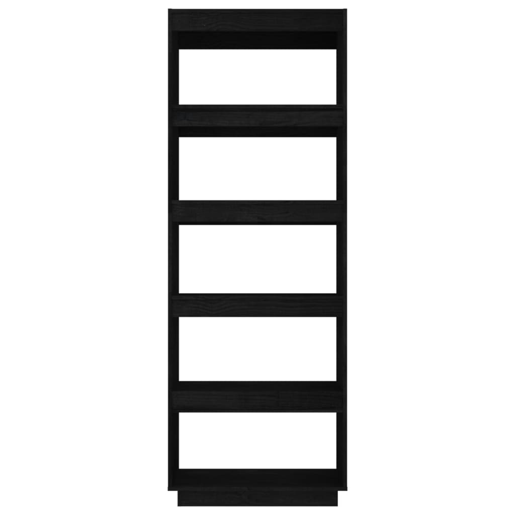 vidaXL Bibliotecă/Separator cameră negru 60x35x167 cm lemn masiv pin