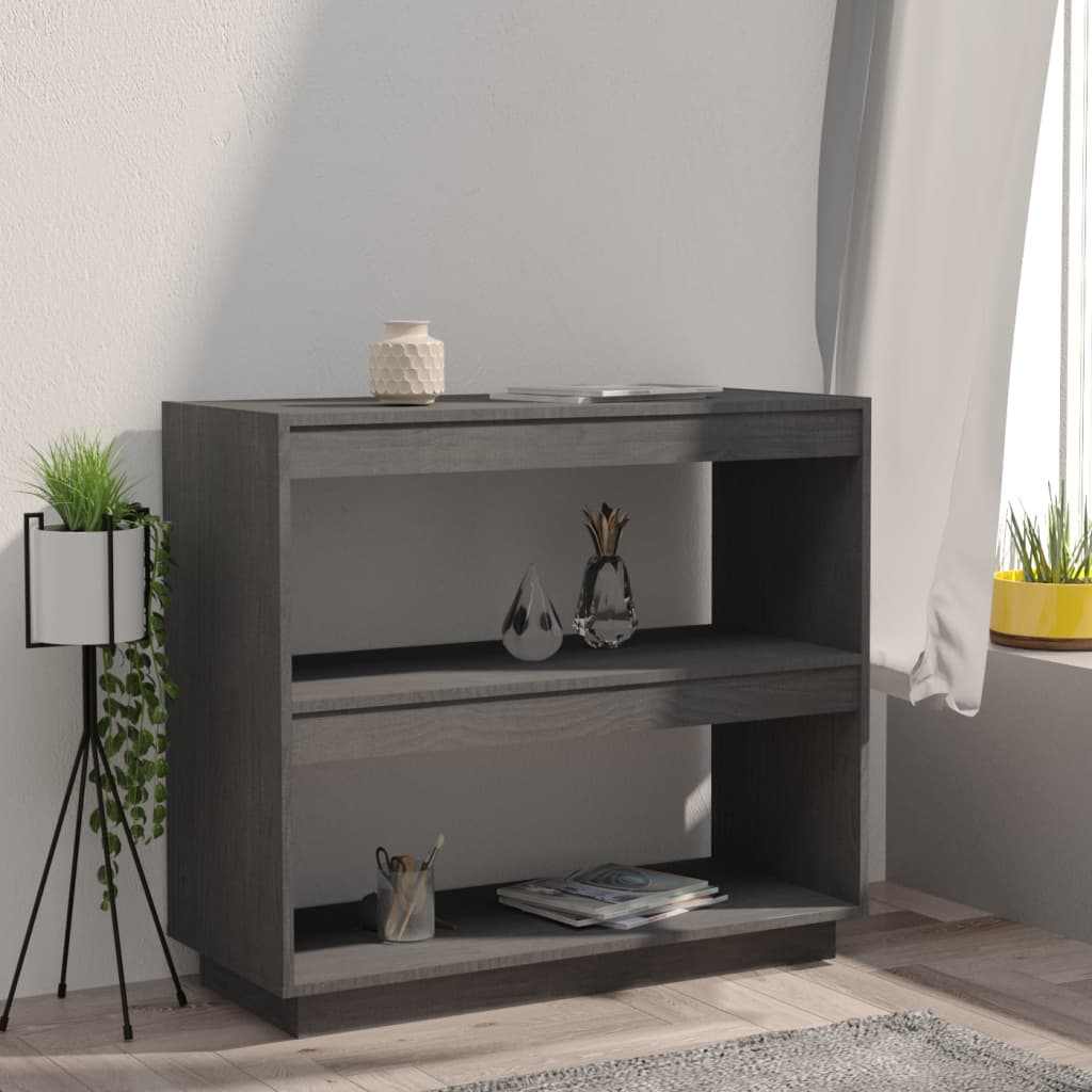 vidaXL Bibliotecă, gri, 80x35x71 cm, lemn masiv de pin vidaXL Bibliotecă, gri, 80x35x71 cm, lemn masiv de pin