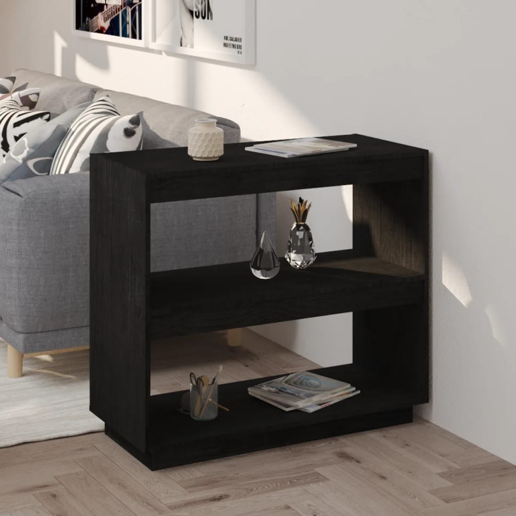 vidaXL Bibliotecă, negru, 80x35x71 cm, lemn masiv de pin vidaXL Bibliotecă, negru, 80x35x71 cm, lemn masiv de pin