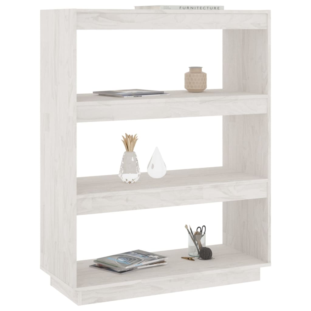 vidaXL Bibliotecă/Separator cameră, alb, 80x35x103 cm, lemn masiv pin