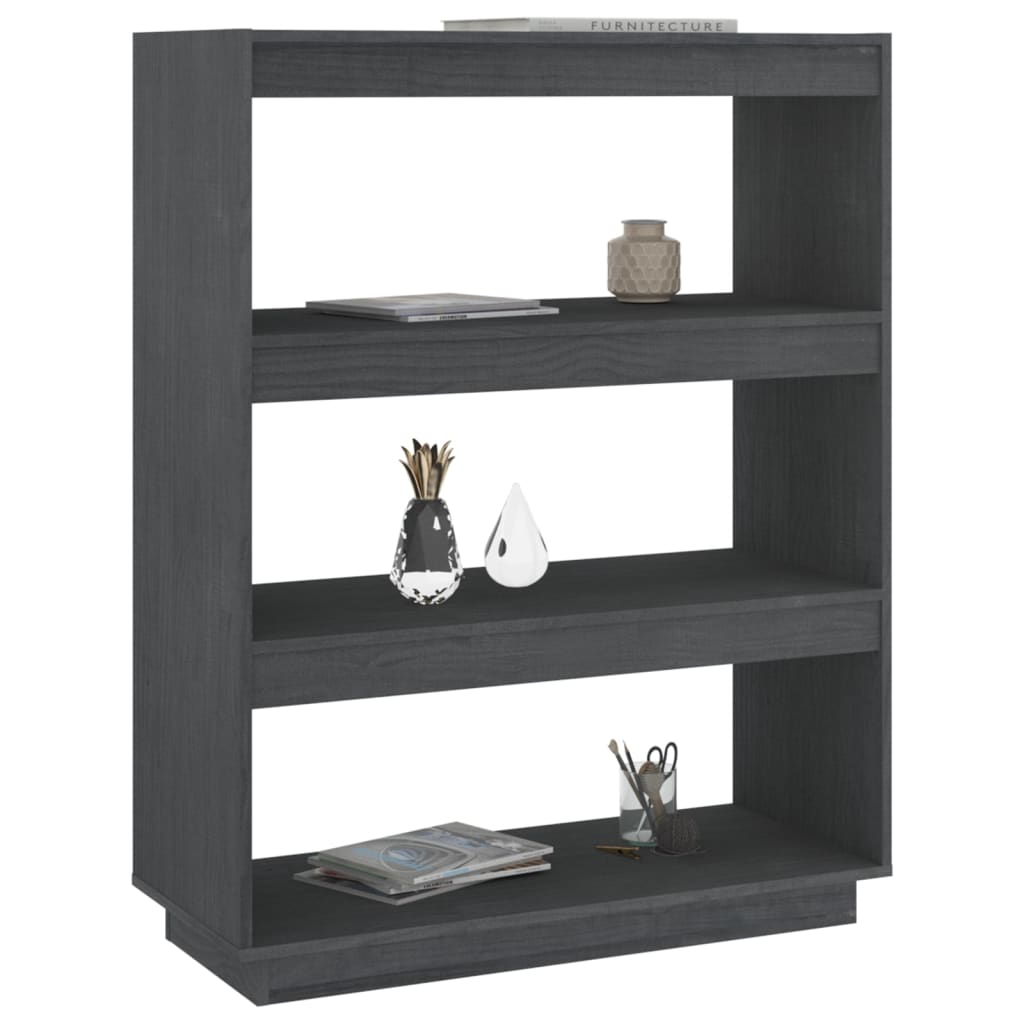 vidaXL Bibliotecă/Separator cameră, gri, 80x35x103 cm, lemn masiv pin
