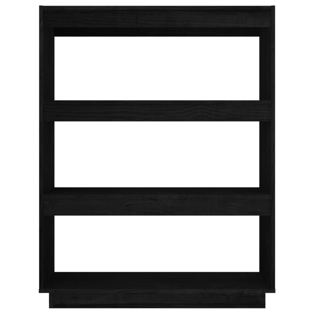 vidaXL Bibliotecă/Separator cameră, negru, 80x35x103cm, lemn masiv pin vidaXL Bibliotecă/Separator cameră, negru, 80x35x103cm, lemn masiv pin