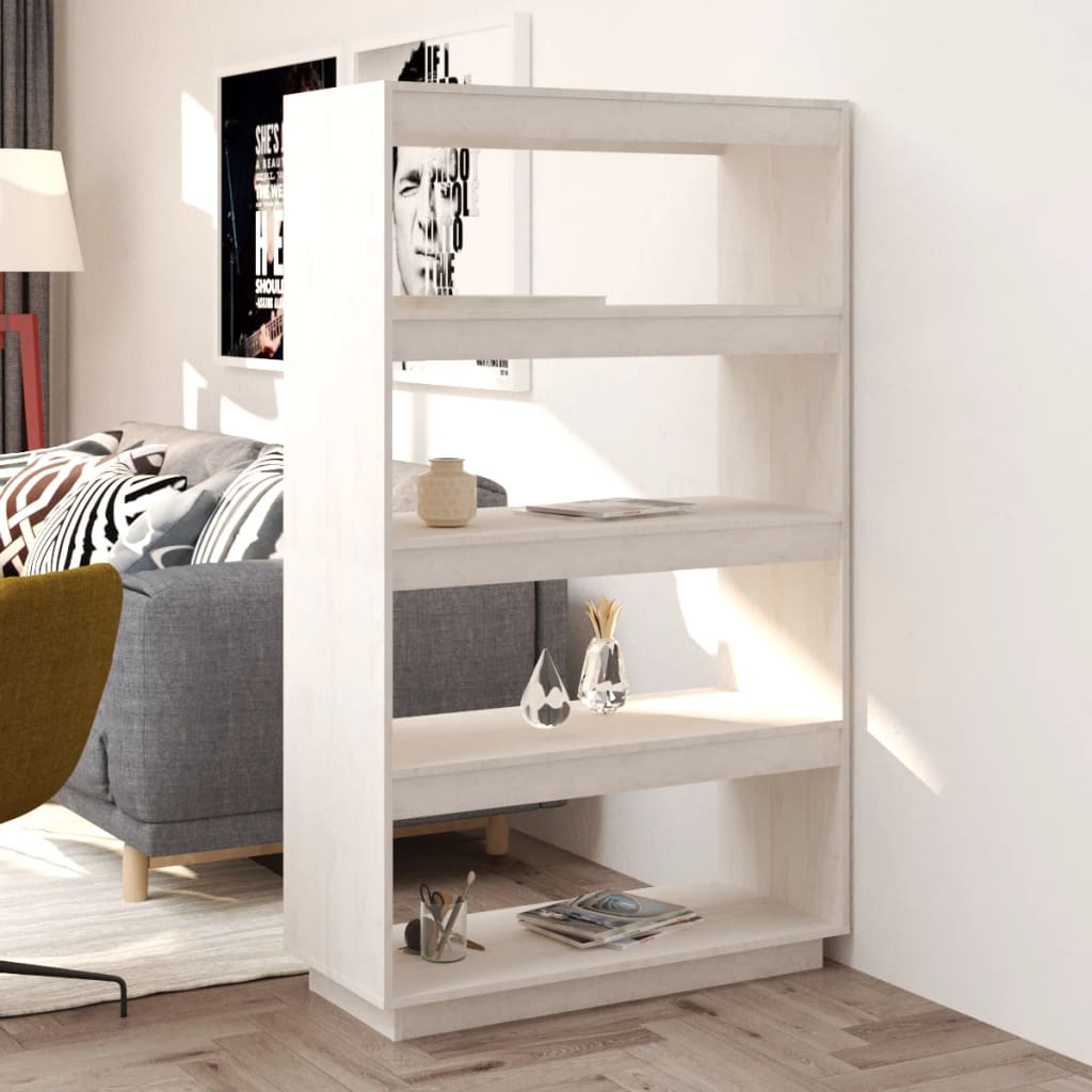 vidaXL Bibliotecă/Separator cameră alb 80x35x135 cm, lemn masiv de pin vidaXL Bibliotecă/Separator cameră alb 80x35x135 cm, lemn masiv de pin